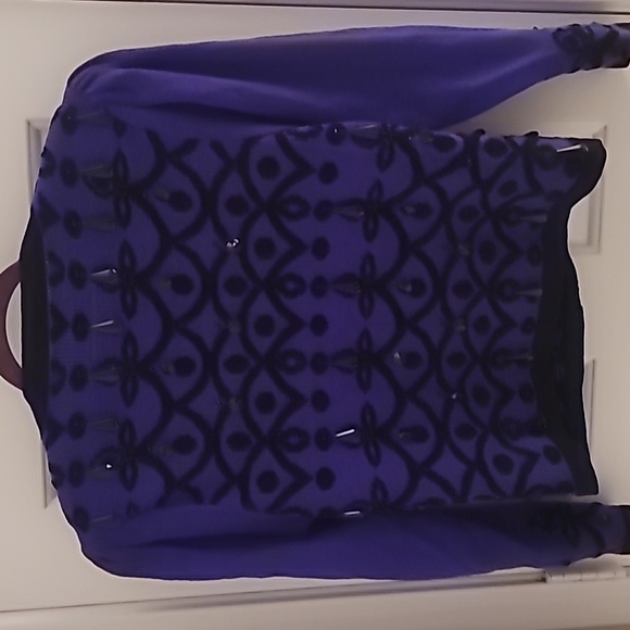 Vintage Purple and Black Women's Cardigan With Embellishments Sz XS - Picture 4 of 6